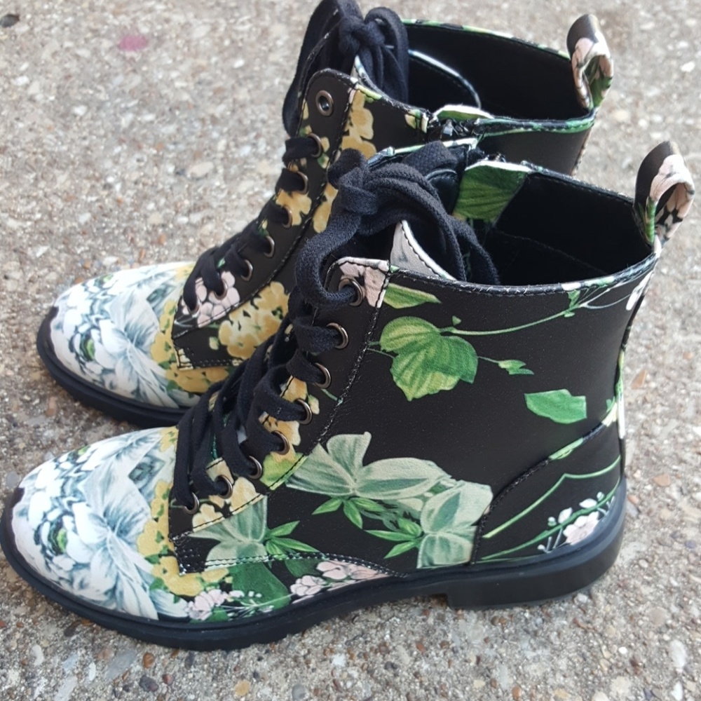 Steve Madden Floral Officer Combat Boots 7.5 - Picture 2 of 8